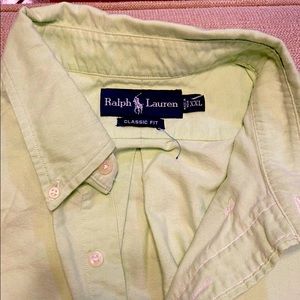Men’s button down short sleeve mint green oxford